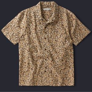 Outerknown Men's Short Sleeve Studio Shirt - Brown/Orange floral, XL, NWT